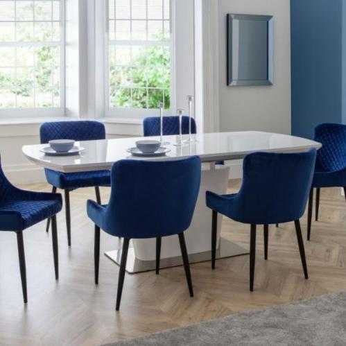 Como Extending Dining Table & Luxe Chairs Blue