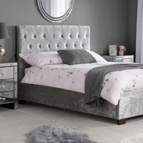 Cologne Bed - Steel Crushed Velvet