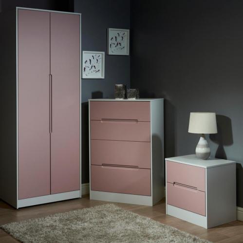 Monaco 4 Drawer Chest - Kobe Pink & White