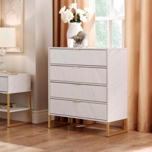 Diego 4 Drawer Chest - Marble White