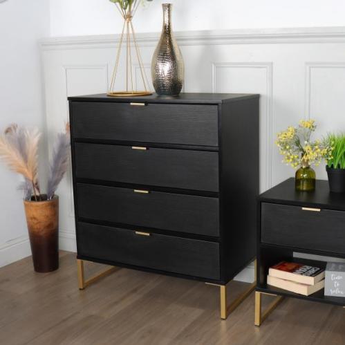 Diego 4 Drawer Chest - Black