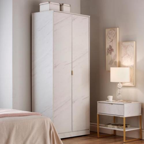 Diego 2 Door Wardrobe - Marble White