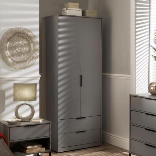 Diego 2 Door & 2 Drawer Wardrobe - Dust Grey