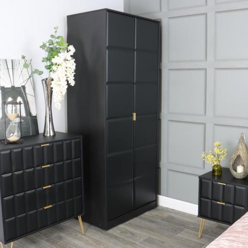 Cube 2 Door Wardrobe - Black