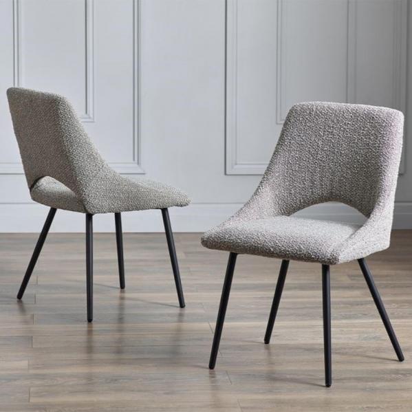 Iris Boucle Dining Chair - Grey